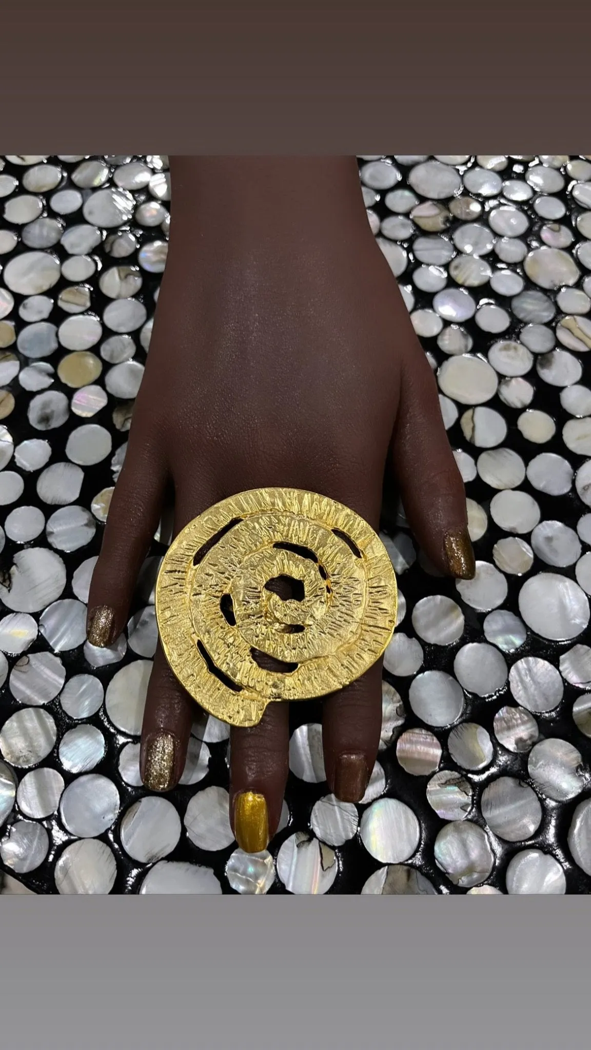 Vortex Plated Brass Statement Adjustable Ring