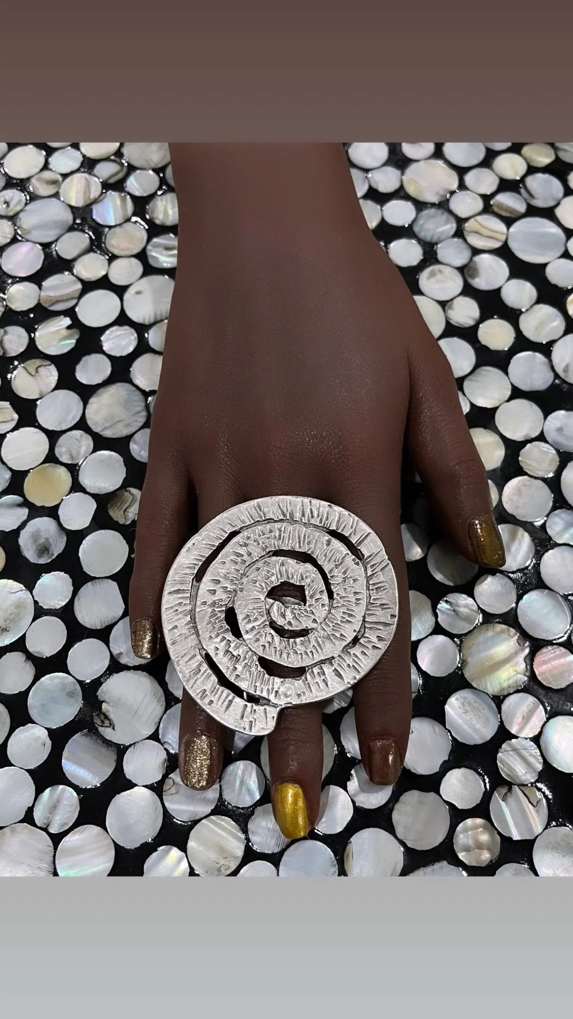 Vortex Plated Brass Statement Adjustable Ring