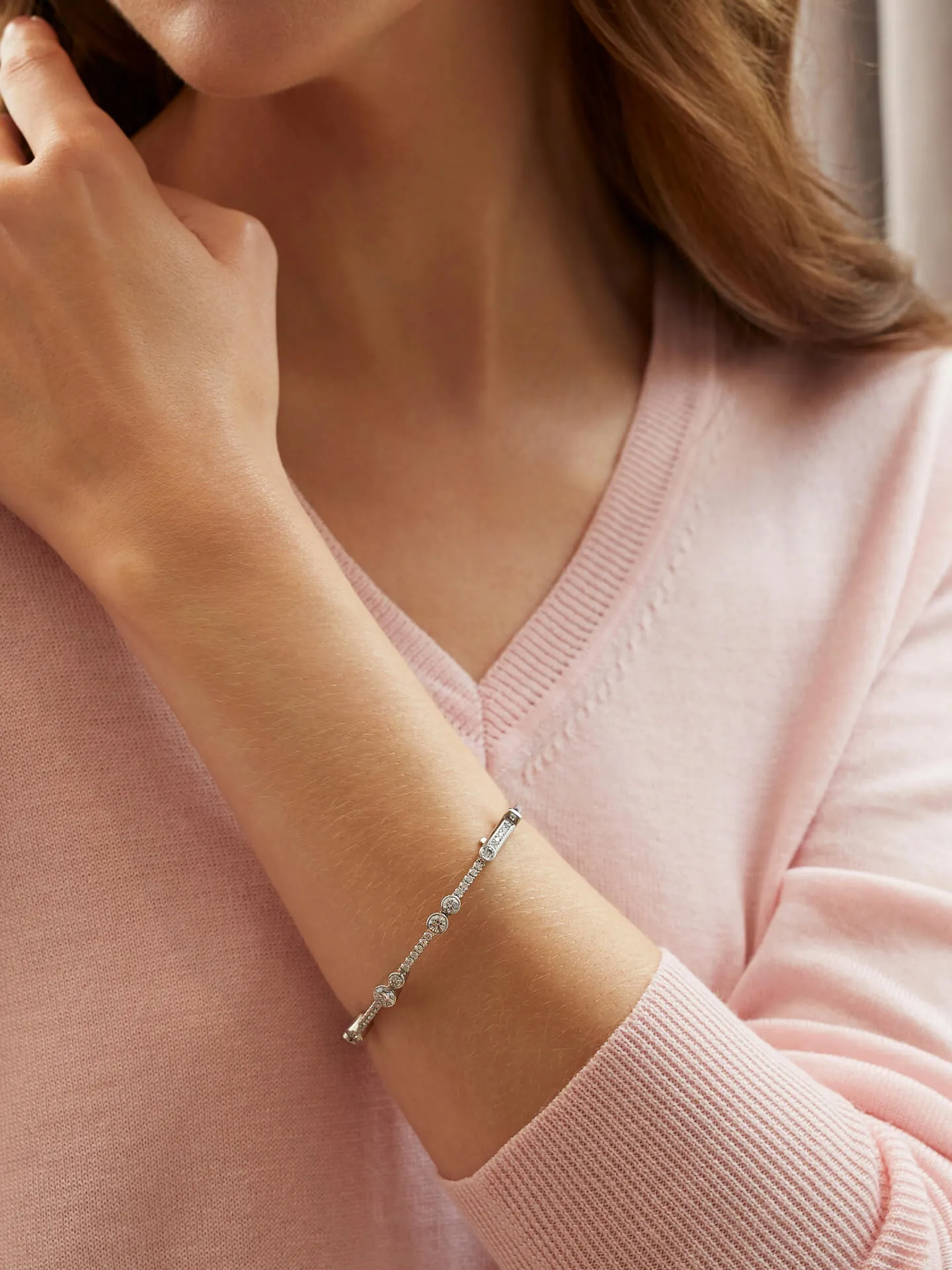 Waterfall Platinum Diamond Bangle