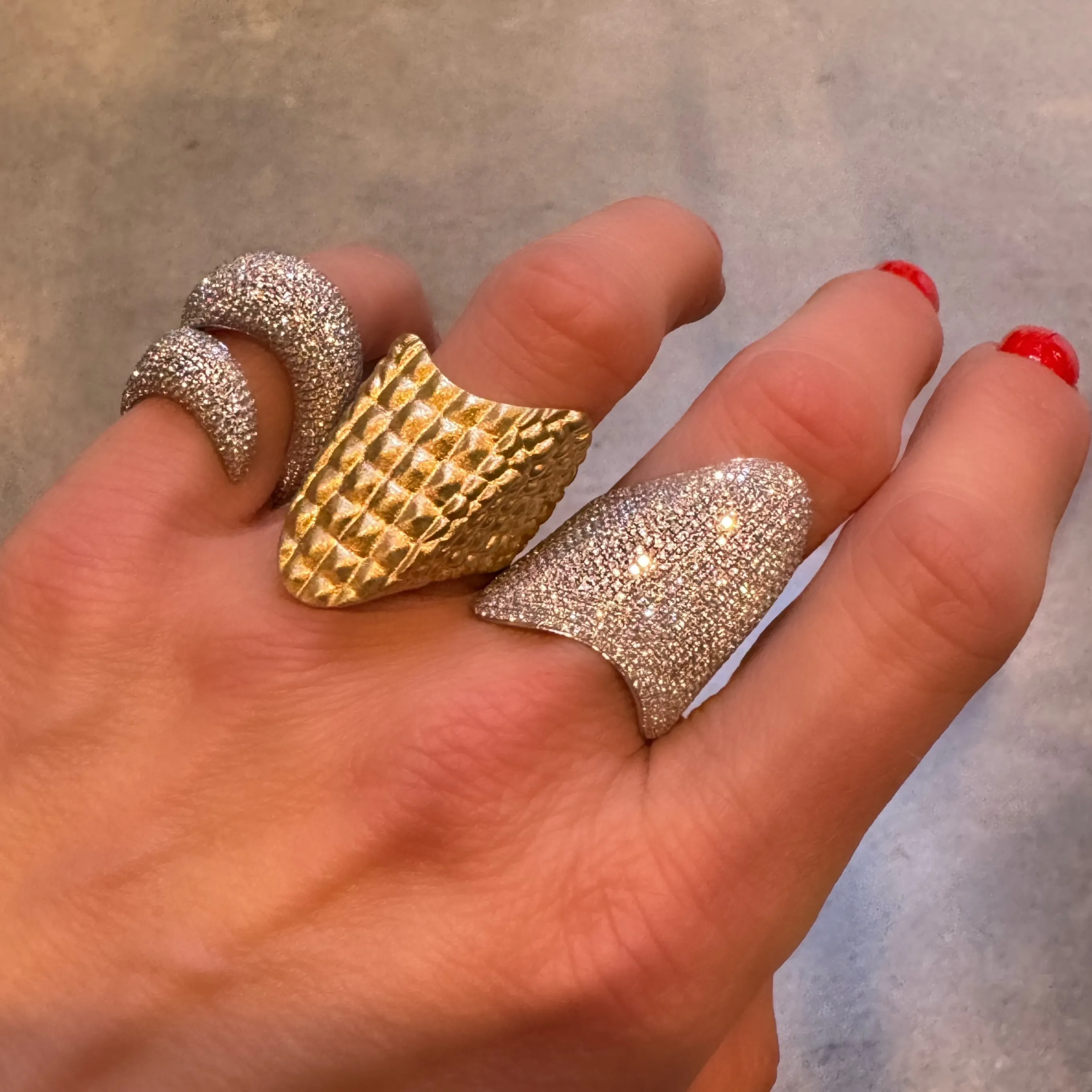 Wavy Wide Brushed Crocodile Ring