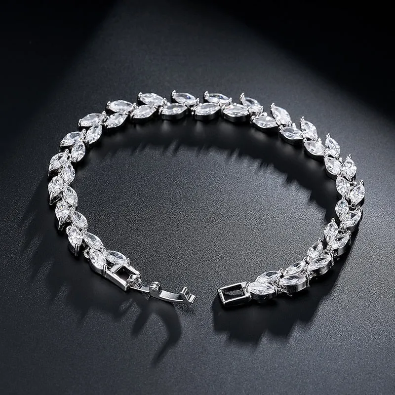 White Shiny Leaf Bracelets Bangles