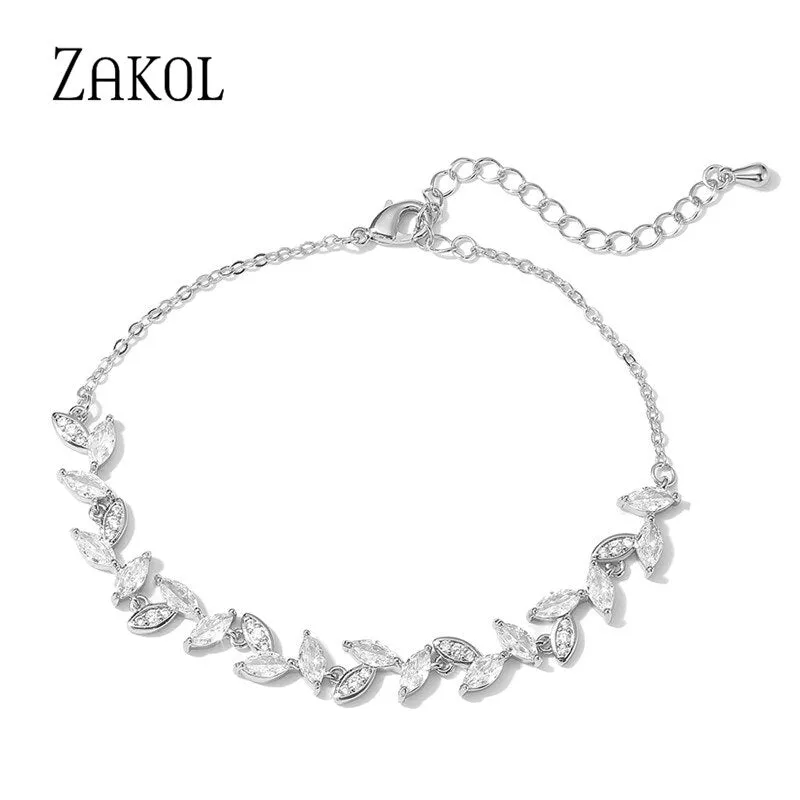 White Shiny Leaf Bracelets Bangles
