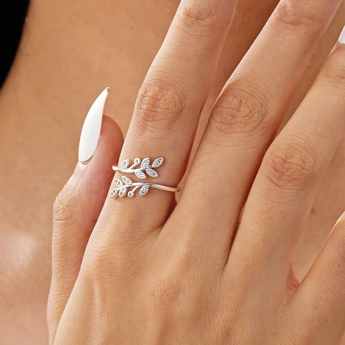 Wholesale Simple Fashion Open Adjustable Leaf Ring