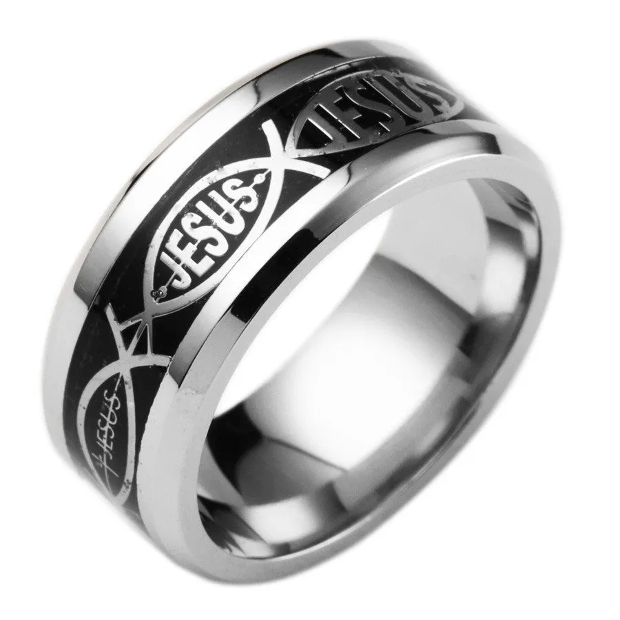 Wholesale Simple Fashion Printed Letters Titanium Steel Ring