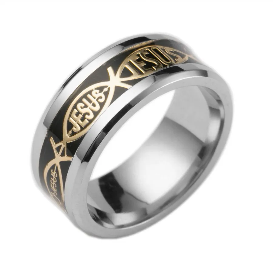 Wholesale Simple Fashion Printed Letters Titanium Steel Ring
