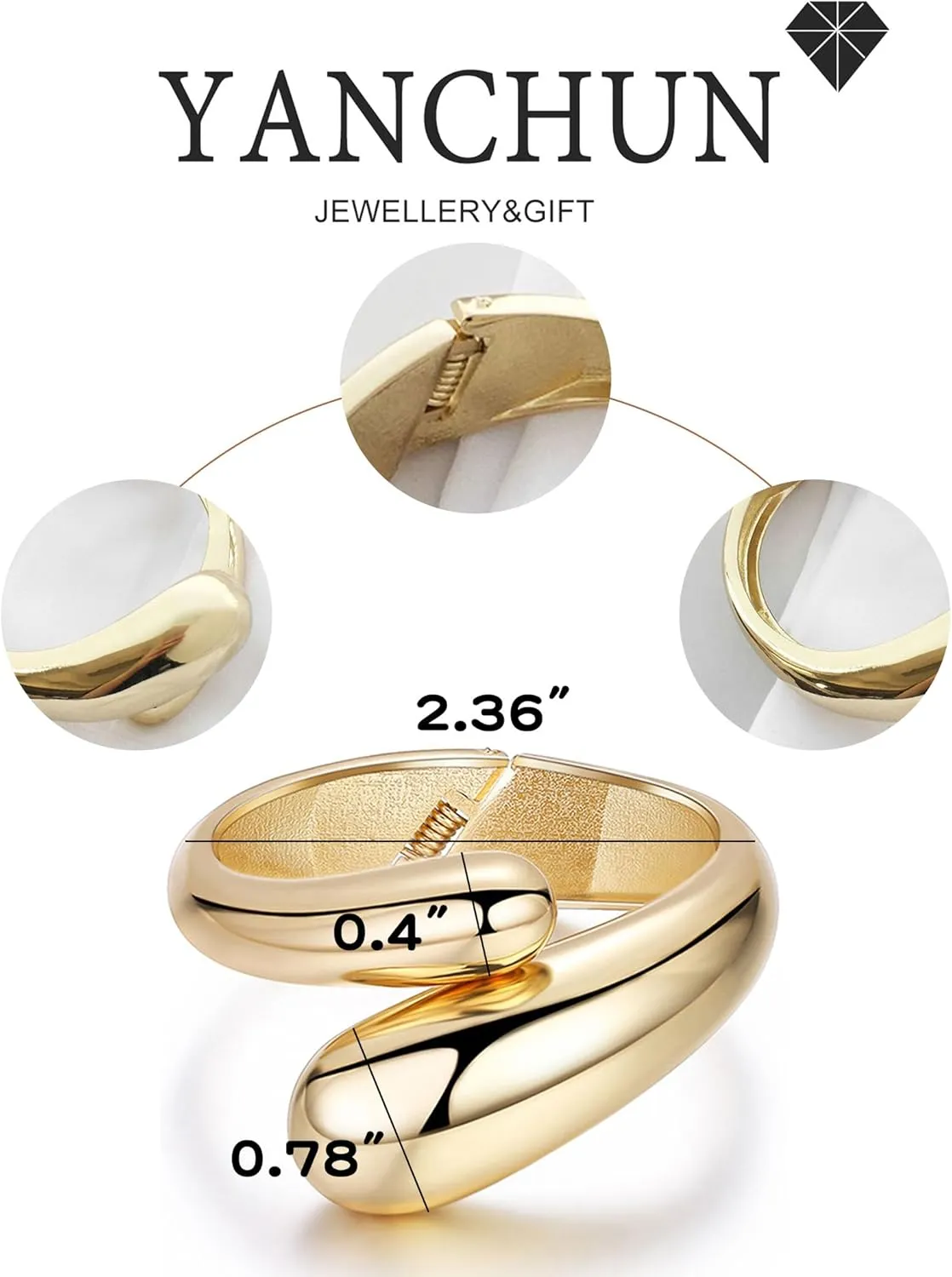 YANCHUN Gold Bangles for Women Bangle Bracelets Chunky Bangles Bracelets Non Tarnish Gold/Silver Bracelet for Women Trendy Jewelry Gift