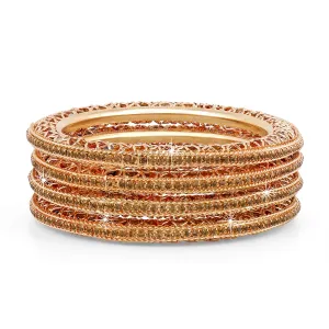 Yellow Chimes Antique Classic Look Studded Crystal Beads Gold Plated 4 Pcs Traditional Bangles Set for Women and Girl's (2.4)